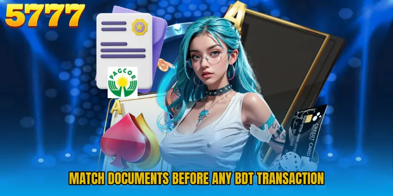 Match documents before any BDT transaction